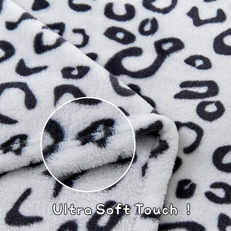 Yurhap Leopard Print Baby Blanket Fleece Baby Blankets for Boys, Ultra Soft Cozy Fluffy Infant Toddler Newborn Receiving Gifts for Crib Stroller, 30x40 Inch, Grey - Image 5
